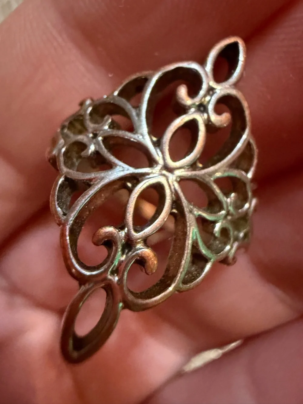 Vintage Gold Tone Filigree Ring Size 5 Openwork Scroll Statement Elegant